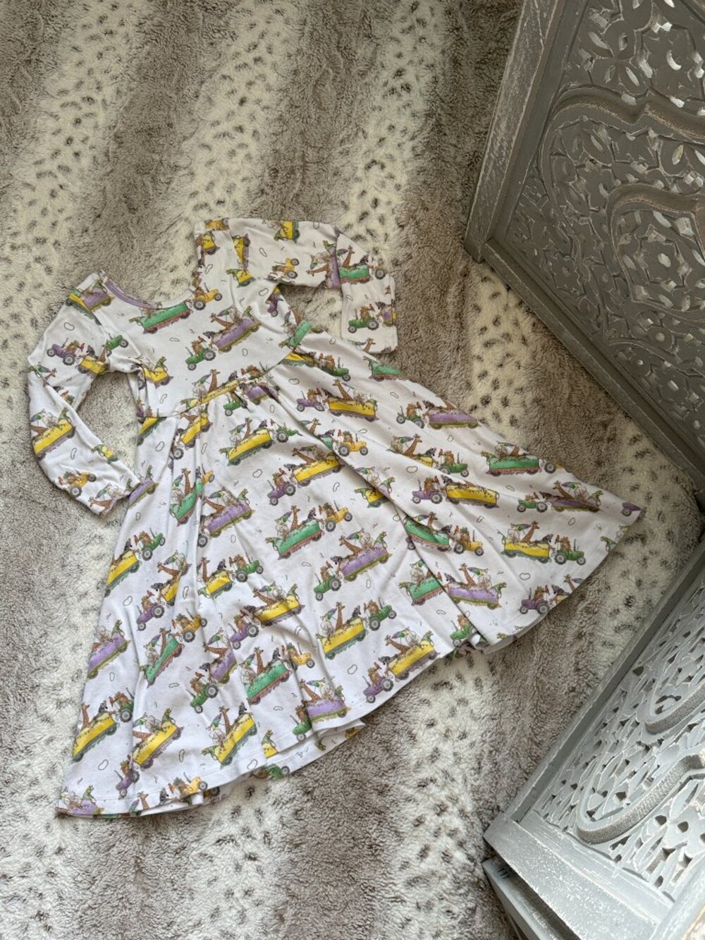 New Orleans Mardi Gras dress girls size 8 zoo animals holiday party vacation